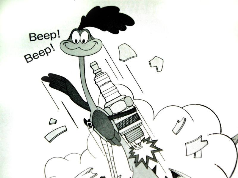 1969 plymouth road runner/champion spark plug vintage ad-poster/sign/art-1968-70