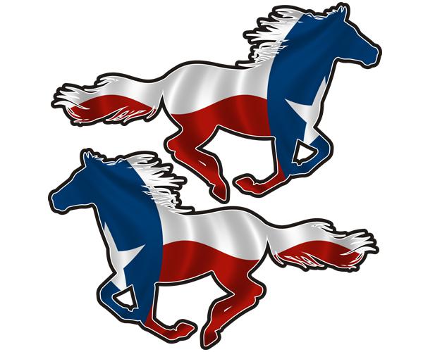 Texas horse decal set 4"x2.4" tx flag texan pony mustang usa vinyl sticker zu1