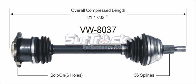 Surtrack perf axles vw-8037 cv half-shaft assembly-new cv axle shaft
