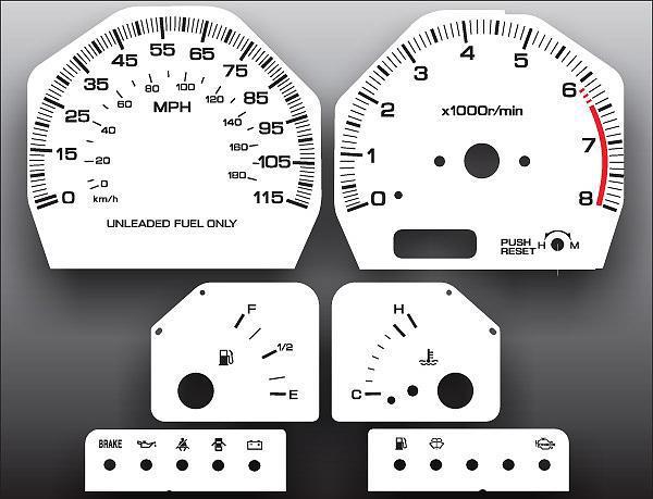 1989-1994 nissan 240sx instrument cluster white face gauges