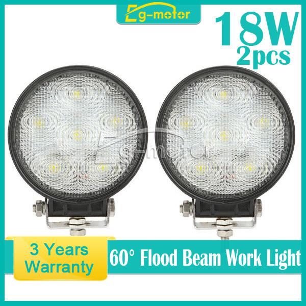 2x 18w led flood beam work light lamp driving atv offroad jeep trailer truck 4wd