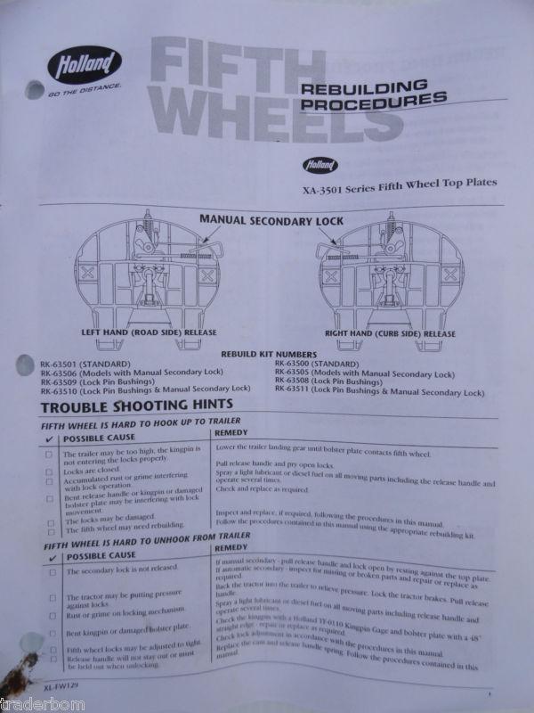 Holland Fifth Wheel Rebuild Kit 63506 XA-3501 *NEW* Military surplus, US $239.95, image 3
