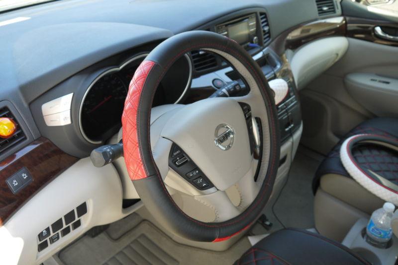 CIRCLE COOL 57009 NEW STEERING WHEEL COVER BLACK+RED LEATHER FIAT WRAP BMW AUDI, US $19.99, image 5