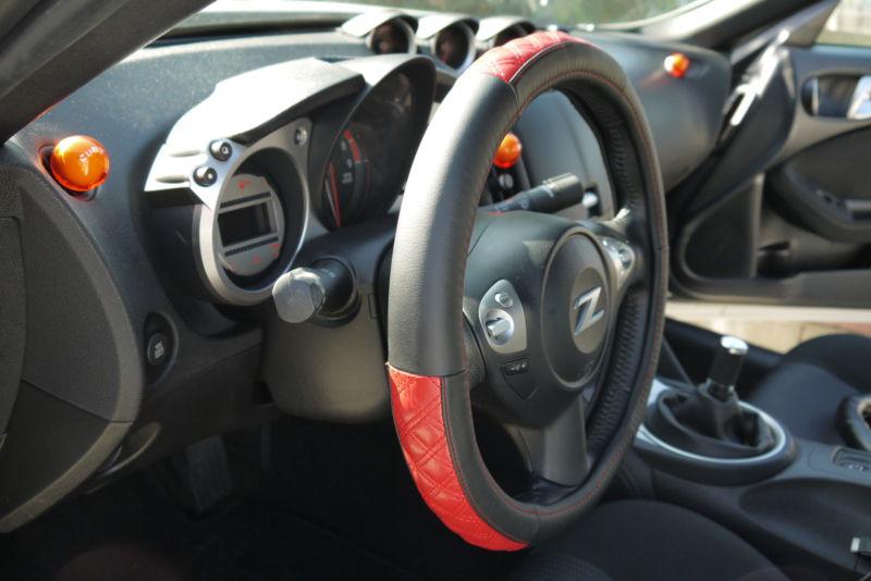 CIRCLE COOL 57009 NEW STEERING WHEEL COVER BLACK+RED LEATHER FIAT WRAP BMW AUDI, US $19.99, image 6