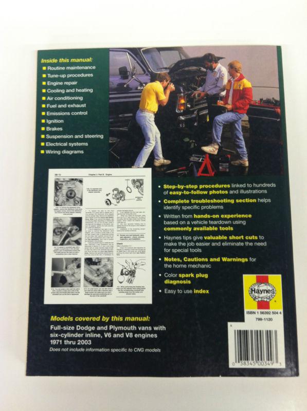 Haynes Manual Dodge & Plymouth Vans 1971-2003 Read For More Info, US $12.99, image 2