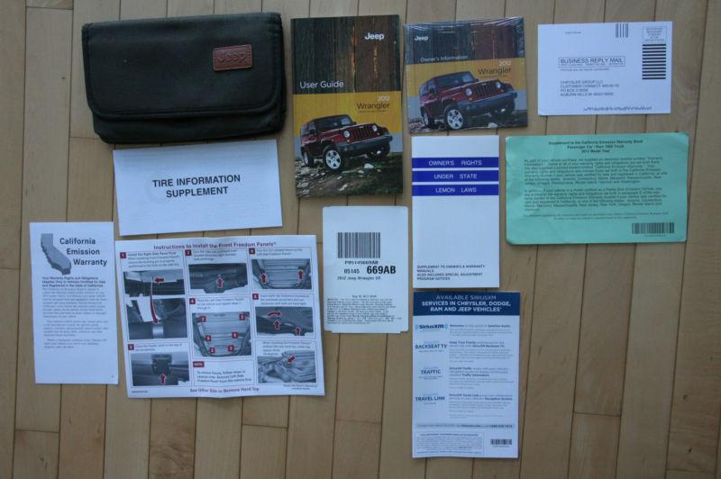 2012 jeep wrangler owner's manual w / case / user guide / oem set / free ship