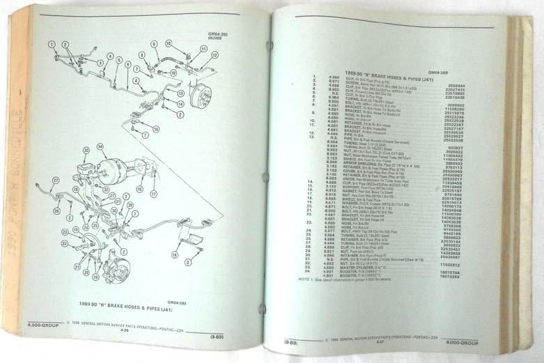 Find 1990 PONTIAC BONNEVILLE PARTS AND ILLUSTRATIONS CATALOG PARTS BOOK
