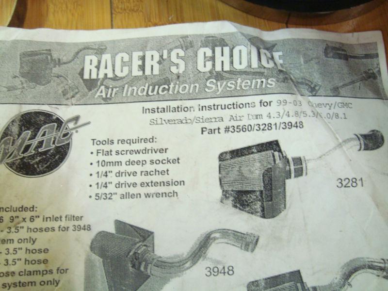 99-06 Chevrolet / GMC Silverado Sierra 4.3L V6 Air Induction System 3948, US $92.95, image 6