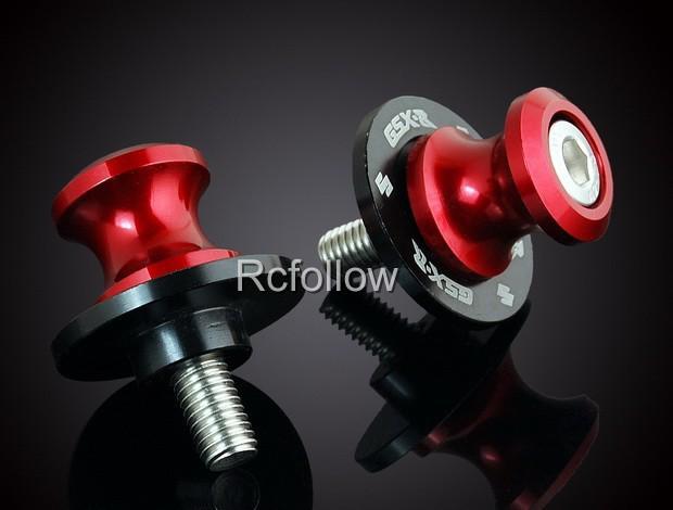 Us ship 2pcs 8mm red motorcycle swingarm sliders spools for suzuki gsx gsxr