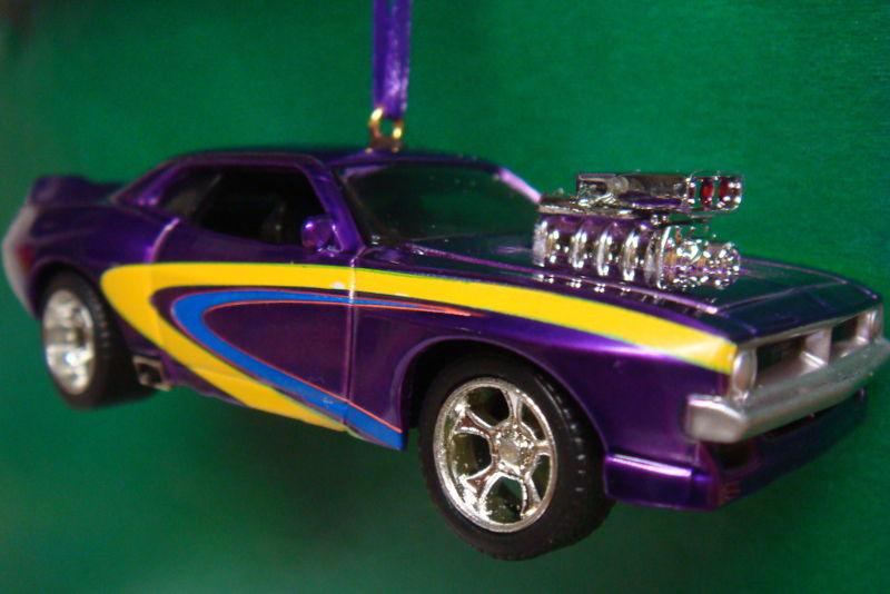 1970 '70 plymouth cuda blown purple christmas tree ornament