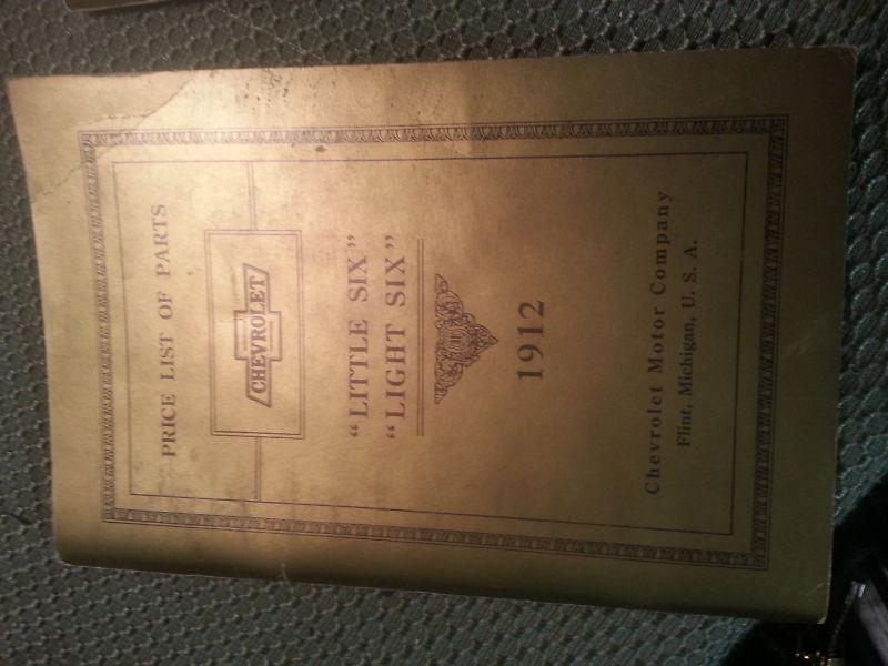 Vintage antique rare original 1912 chevrolet dealer parts manual.excellent cond!