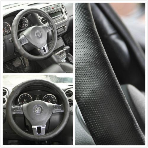 Steering wheel cover black pvc leather perforation style brand new 58001a