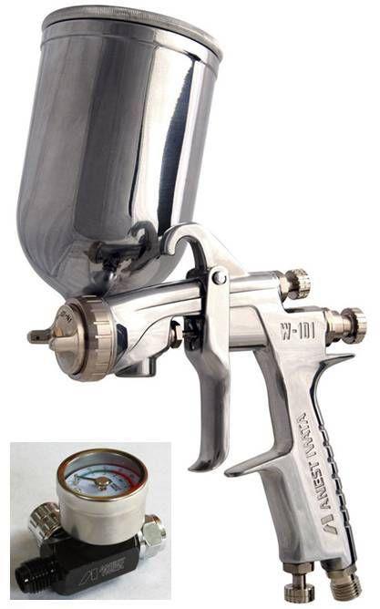 Air regulator+anest iwata w-101 131g(1.3mm) gravity feed gun with 400ml cup
