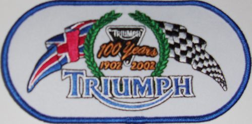 Triumph motorcycles 100 year 1902-2002 patch in white