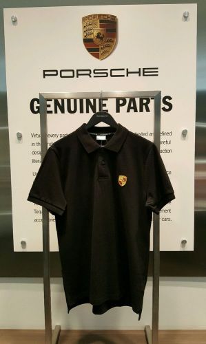 Porche crest polo, men's, black, medium, porsche driver's selection