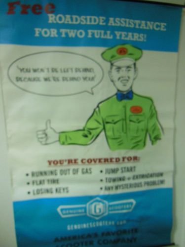 Genuine scooter roadside assistance advertisement banner 48"x72" big size