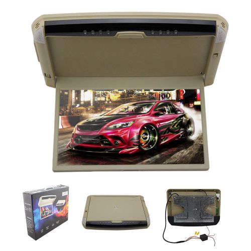 14&#034; wide screen led overhead flip down monitor car kit auto roof mount monitor