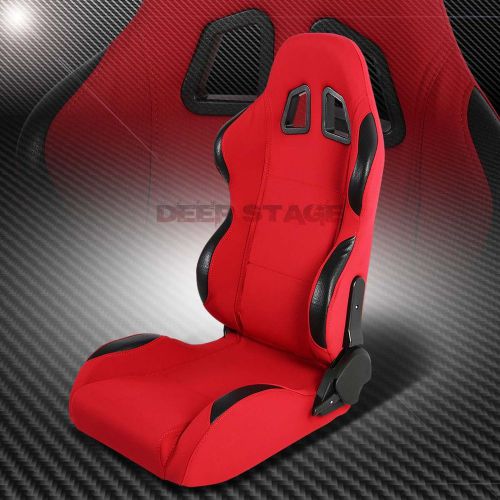 Red cloth+carbon look trim sports style racing seats+mounting sliders right side