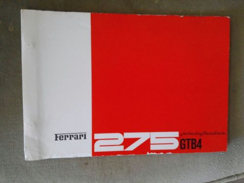 Literature book ferrari 275 gtb4 parts manual rare original