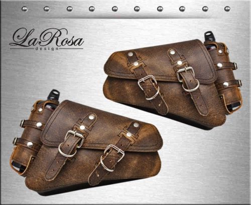 2004 up larosa rustic brown leather hd sportster left right saddlebags + bottles