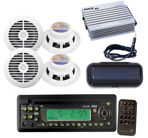 New boat am/fm in-dash cd/mp3 player, 6.5&#034; waterproof speakers,400w amp, antenna
