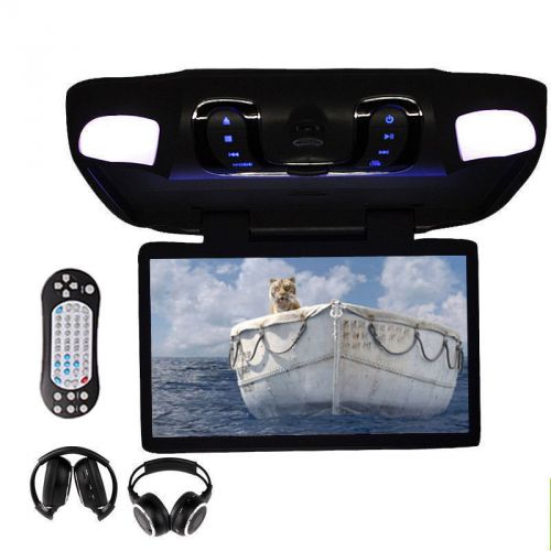 Find Black 15.6" Overhead Flip Down Car CD DVD Player Monitor Game+2XIR