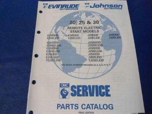 1991 omc evinrude/johnson parts catalog, 20,25 &amp; 30 remote electric start models