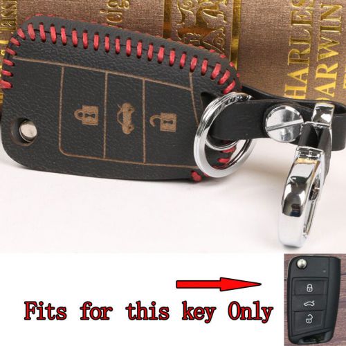 Leather remote key fob holder cover for octavia fabia superb yeti rapid scout