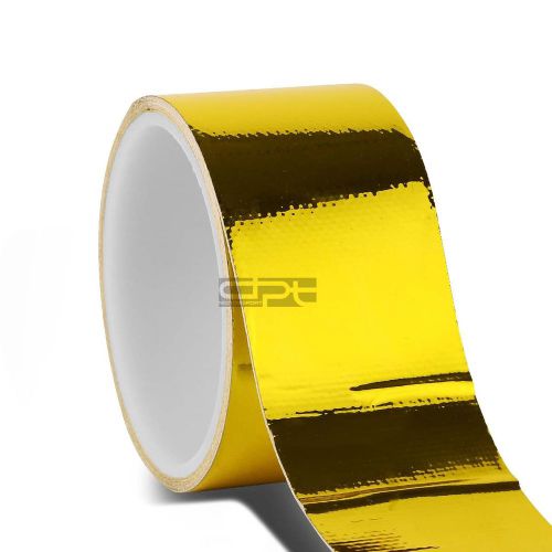 15ft/180&#034;l 2&#034;self adhesive exhaust heat reflective shield wrap tape roll gold