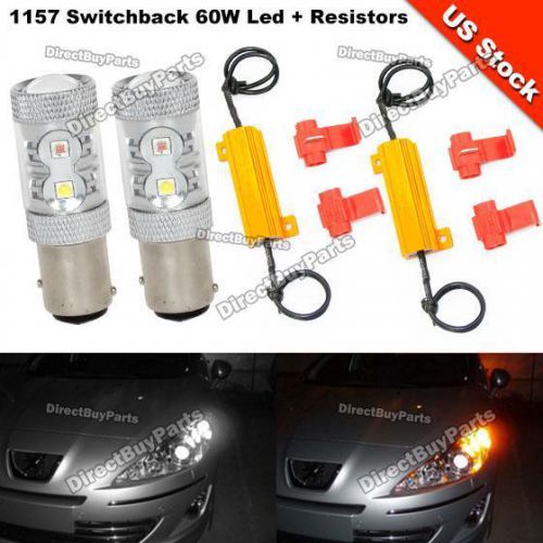 Find 1 Pair 1157 Front Turn Signal Light Cree 60W Amber/White Vehicle