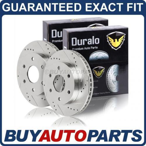 Pair new duralo premium performance drilled and slotted rear disc brake rotors