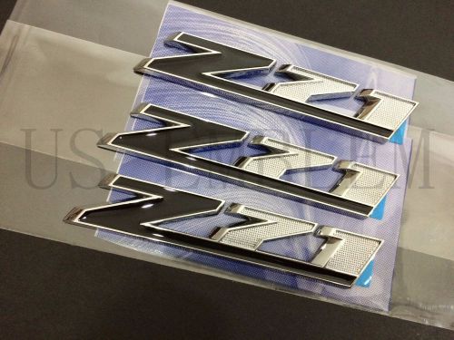 3x oem new chrome black stlye z71 grille emblem silverado colorado tahoe