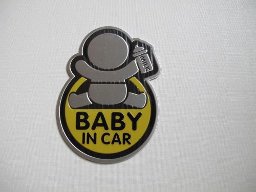 1pc jdm baby in car window trunk aluminium badge emblem logo sticker yellow