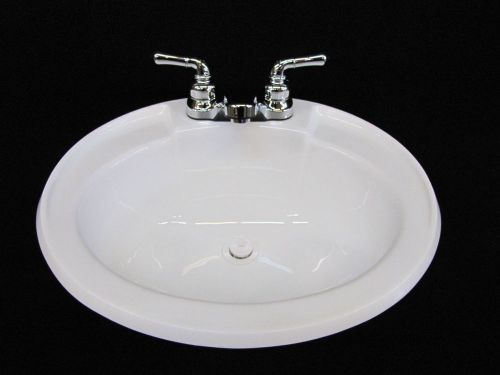 Mobile home rv parts bathroom lav white sink w/ chrome faucet 20x17 inc hardware