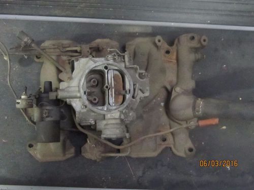 1953 oldsmobile parts - engine intake manifold w / 4 barrel carburetor &amp; linkage