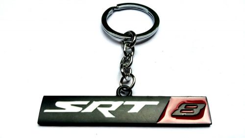 Srt8 key chain red/black chrome metal gm dodge challenger jeep grand cherokee