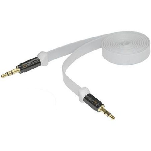 Isimple ismj53w 3.5 mm wide flat aux audio cable 3 foot length - white color