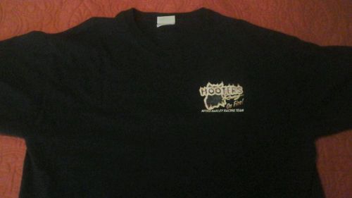 Hooters nitro racing "on fire" harley racing sam white black adult large t shirt