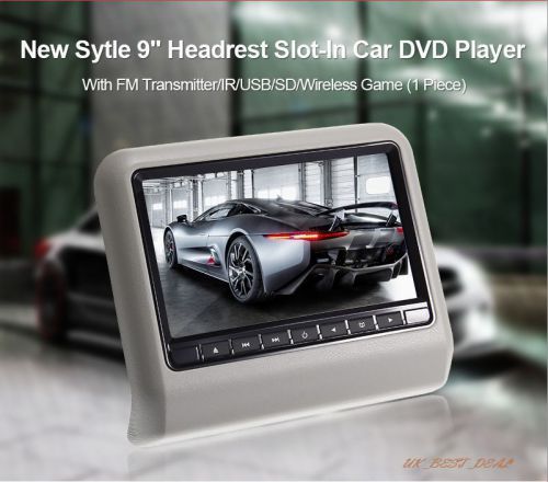 9” inch hd digital screen car headrest monitors w/dvd player/sd/usb/mp4/ir+games