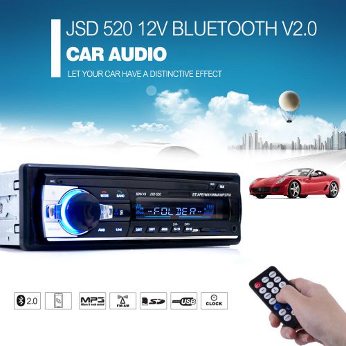 Car radio 12v bluetooth v2.0 car audio stereo in-dash 1 din fm aux input receive
