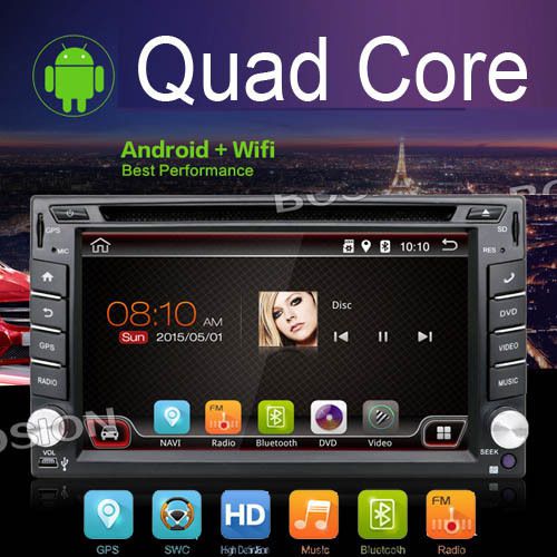 Qual core android 4.4 3g wifi car audio gps navigation 2din car stereo radio+cam