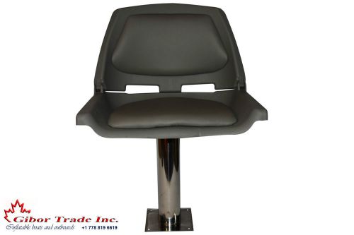 Boat folding chair with 13" fixed stainless steel pedestal and seat swivel