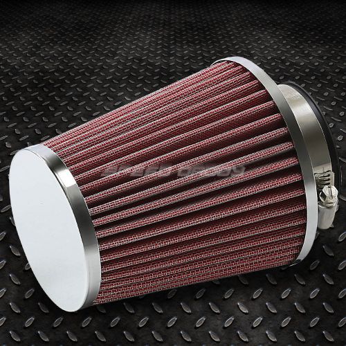 2.5&#034; cold/short ram intake universal round/cone washable red air filter+clamp