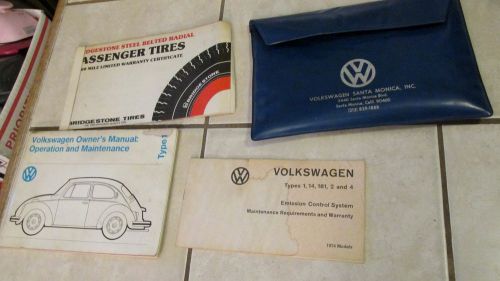 Vw 1974 volkswagen beetle bug - type 1 owner users manual + sedan &amp; convertible