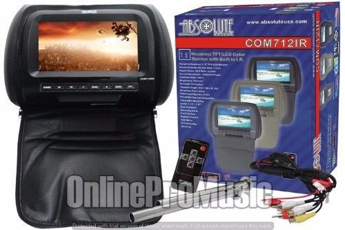 Absolute com-712irb 7.5-inch headrestmonitor w/ zipcover built-in ir transmitter