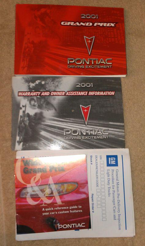 2001 pontaic grand prix auto owners manual book set