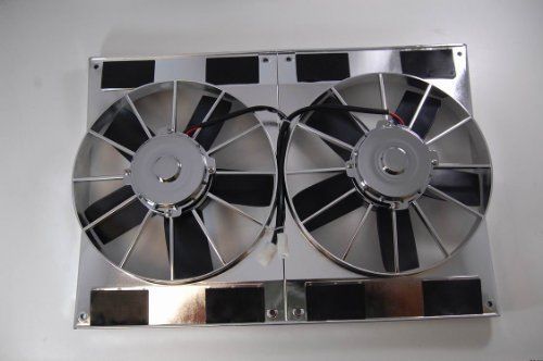 Universal dual 11 12volt fan 2800cfm - chrome