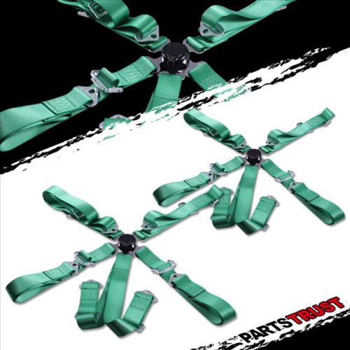 2x f1 6-pt green racing seat belt camlock harness buckle left + right side new
