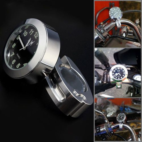 Motorcycle motorbike 7/8&#034; 1&#034; universal handlebar bar mount clock waterproof new
