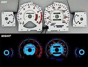 96-97 honda accord reverse glow gauges blue